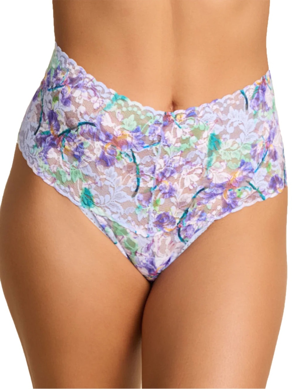Printed Retro Lace Thong